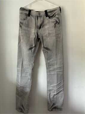 Men's Slim Straight Grey Washed Jeans